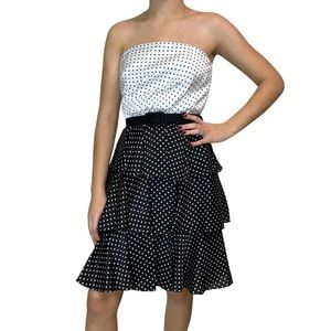 White House Black Market Polka Dot Ruffle Tiered Dress SZ 2